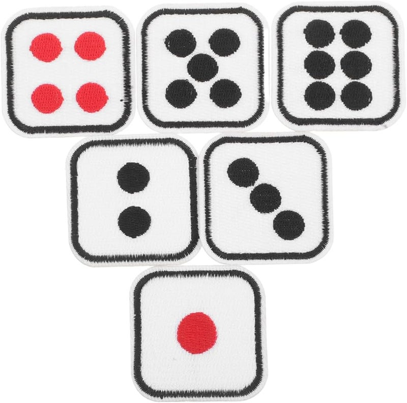 6 قطع لطيفة من رقع النرد المطرزة ذاتية اللصق للكي على الملابس والحقائب والقبعات لتزيين DIY - Image 1